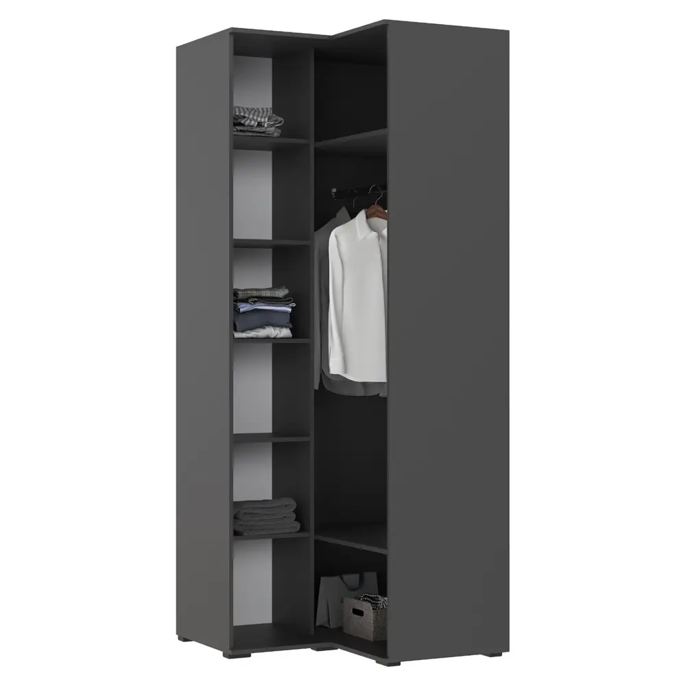 Фото 2 Шкаф распашной Сима-ленд Норд c 2 дверями 90x90x222 см 3 полки ЛДСП цвет изумруд/графит