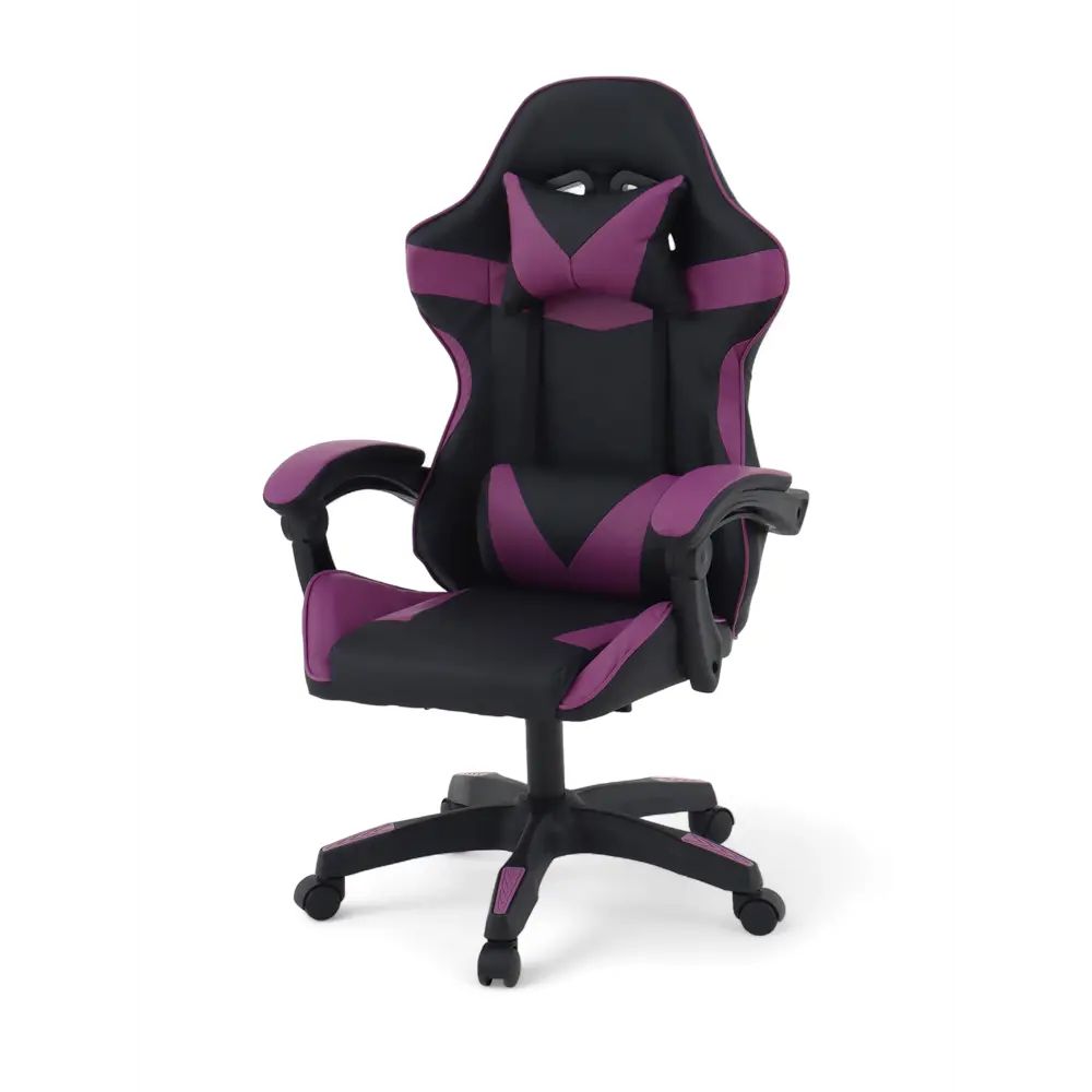 Фото 2 Кресло игровое Клик мебель 10900388 51x79x49 см искусственная кожа цвет черно-фиолетовый Фото 2 Кресло игровое Клик мебель 10900388 51x79x49 см искусственная кожа цвет черно-фиолетовый