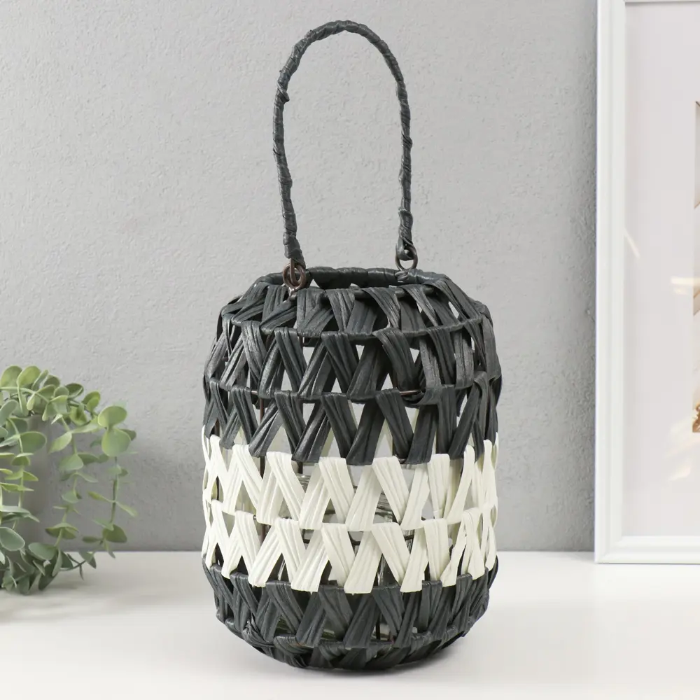 Фото 2 Подсвечник Сима-ленд Зигзаг чёрно-белый 20x27 см