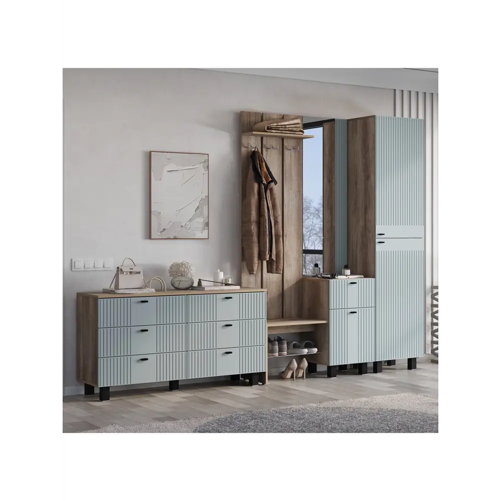 Фото 6 Шкаф распашной Сима-ленд Олива пн-01 с 2 дверями 50x201x37 см ЛДСП цвет дуб каньон/MF11