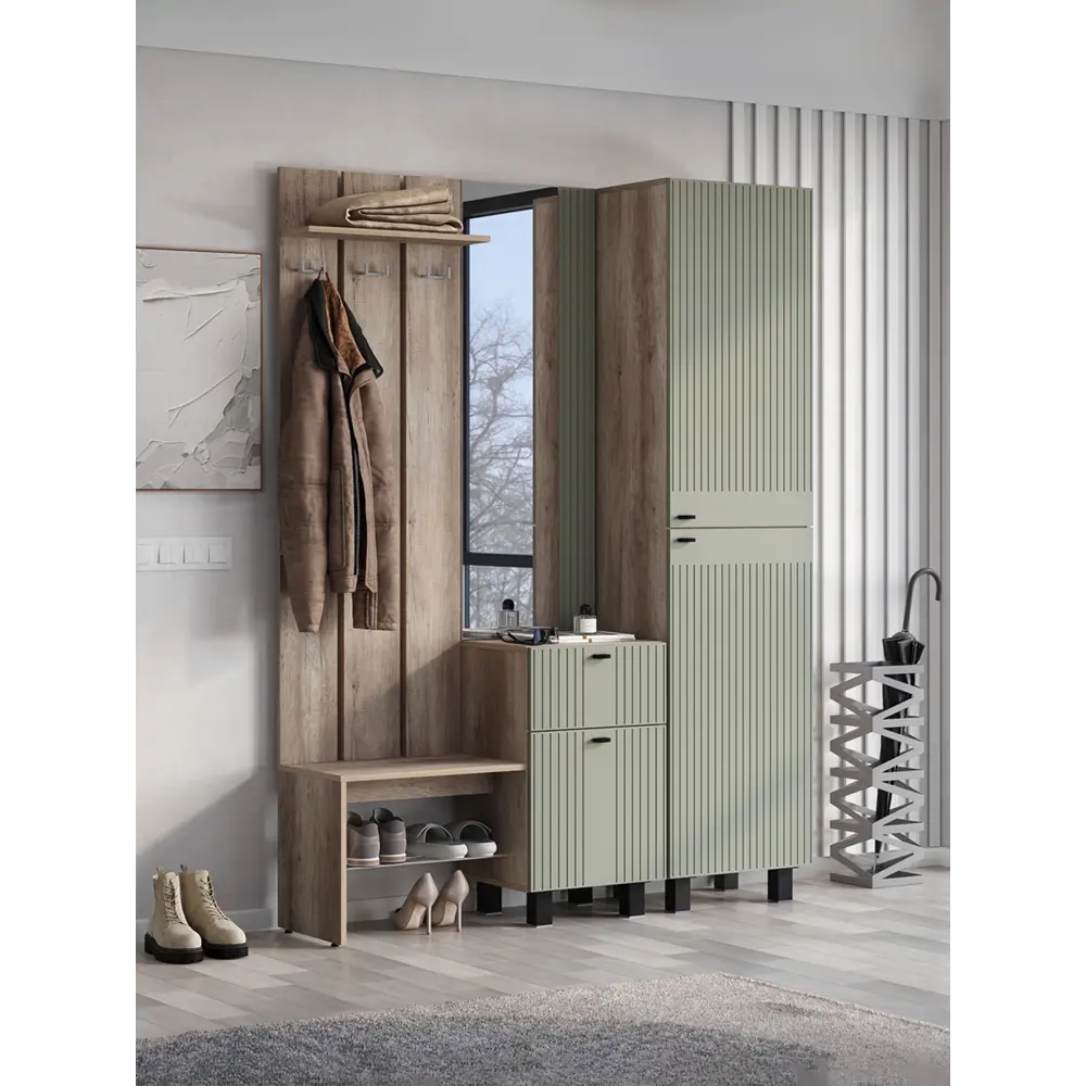 Фото 5 Шкаф распашной Сима-ленд Олива пн-01 с 2 дверями 50x201x37 см ЛДСП цвет дуб каньон/MF12