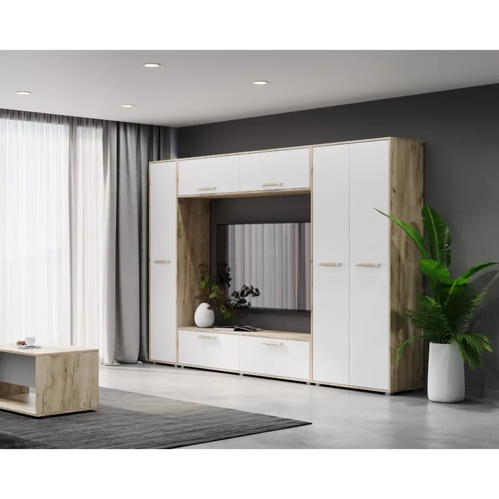 Фото 3 Шкаф распашной Сима-ленд Флорида с 2 дверями 100x229x51 см ЛДСП цвет серый дуб/белый