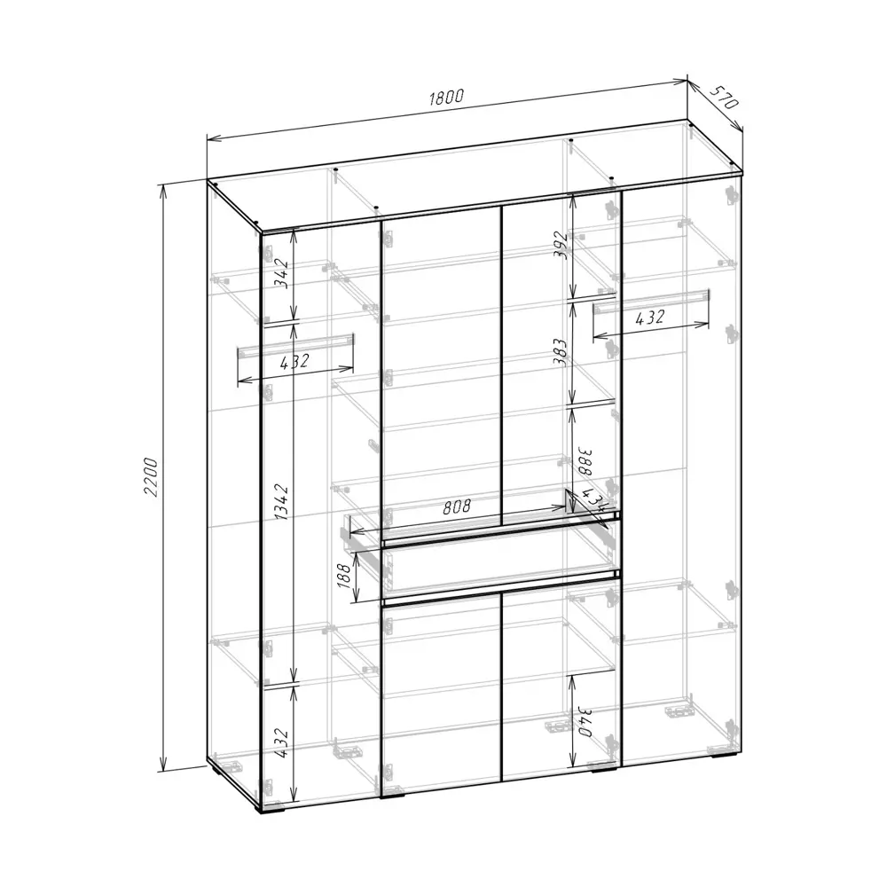 Фото 3 Шкаф распашной Сима-ленд Лора с 4 дверями 220x180x57 см ЛДСП цвет кашемир