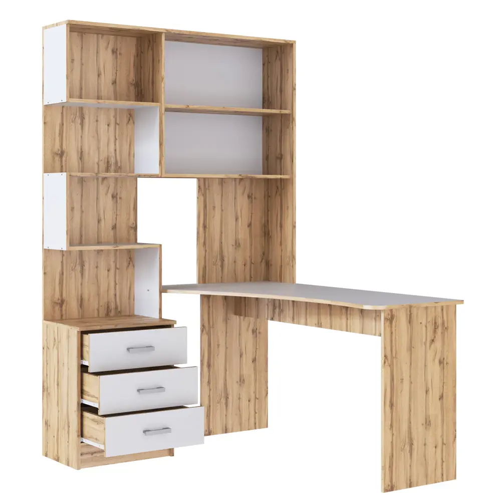 Фото 2 Стол компьютерный Сима-ленд №1 правый 128x200x145 см ЛДСП цвет дуб вотан/белый