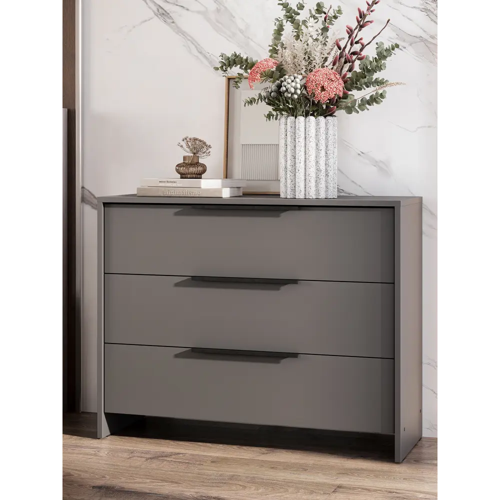 Фото Комод Сима-ленд Камелия 3 ящика 90х72х39 см ЛДСП цвет графит Фото Комод Сима-ленд Камелия 3 ящика 90х72х39 см ЛДСП цвет графит