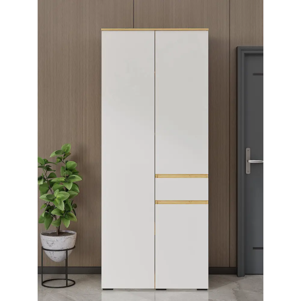 Фото 5 Шкаф распашной Сима-ленд Лора с 2 дверями 220x90x57 см ЛДСП цвет крафт золотой/белый