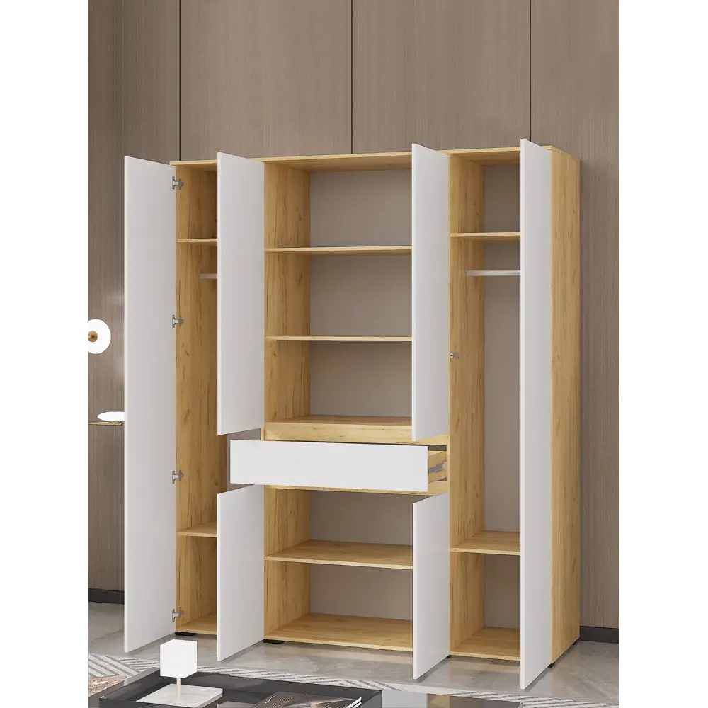 Фото 6 Шкаф распашной Сима-ленд Лора с 4 дверями 220x180x57 см ЛДСП цвет крафт золотой/белый Фото 6 Шкаф распашной Сима-ленд Лора с 4 дверями 220x180x57 см ЛДСП цвет крафт золотой/белый