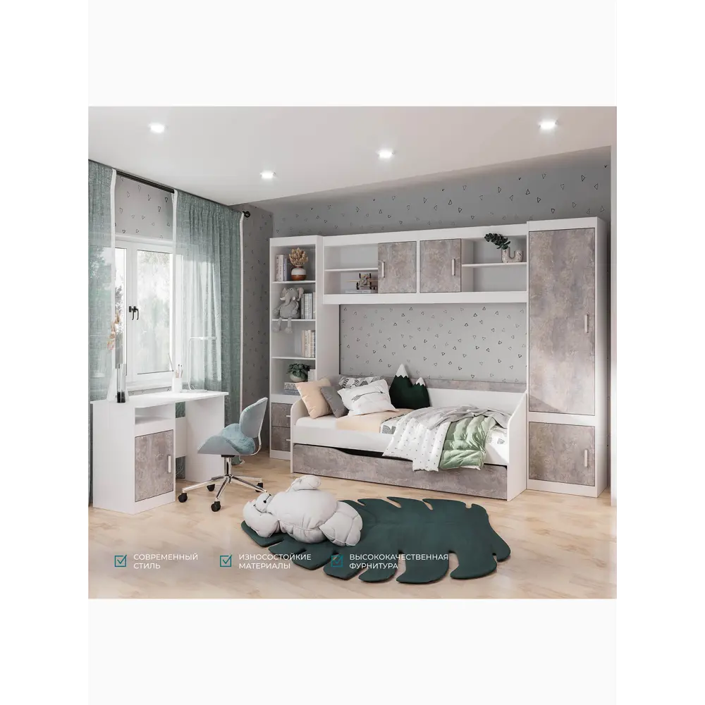 Фото 2 Шкаф распашной Сима-ленд Паскаль с 1 дверью 53x210x40 см ЛДСП цвет белый/цемент светлый