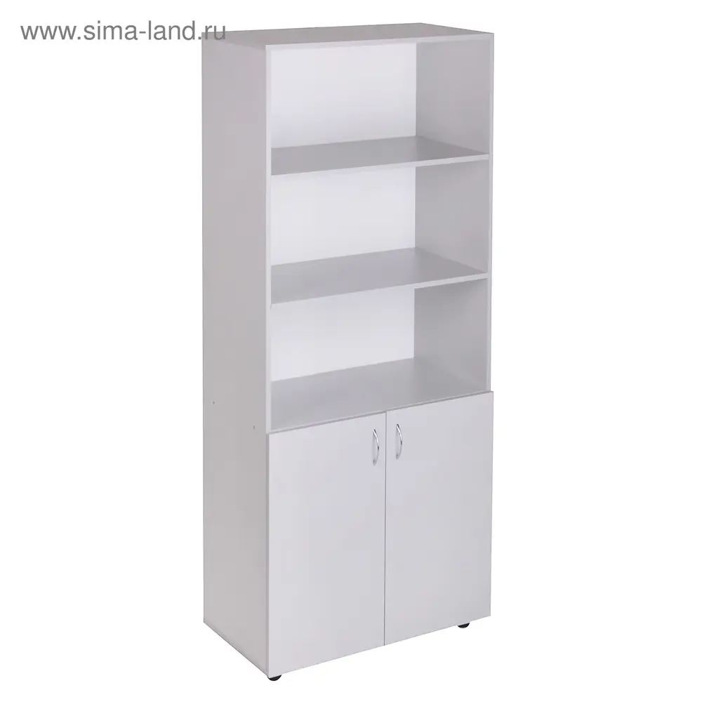 Фото Стеллаж Клик мебель 5 полок с 2 дверями 80x42x188 см ЛДСП цвет светло-серый Фото Стеллаж Клик мебель 5 полок с 2 дверями 80x42x188 см ЛДСП цвет светло-серый