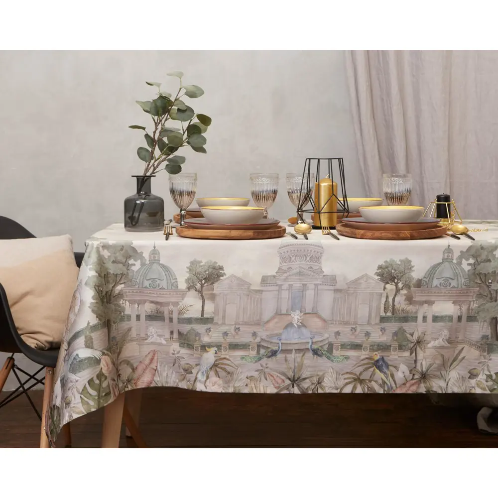Фото 2 Скатерть на стол Этель Райский сад Этель прямоугольная 150x110 см цвет бежевый Фото 2 Скатерть на стол Этель Райский сад Этель прямоугольная 150x110 см цвет бежевый