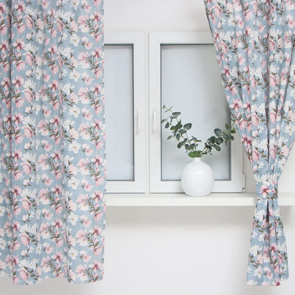 Фото 2 Комплект штор на шторной ленте Доляна 9828481 150x180 см цвет синий Фото 2 Комплект штор на шторной ленте Доляна 9828481 150x180 см цвет синий