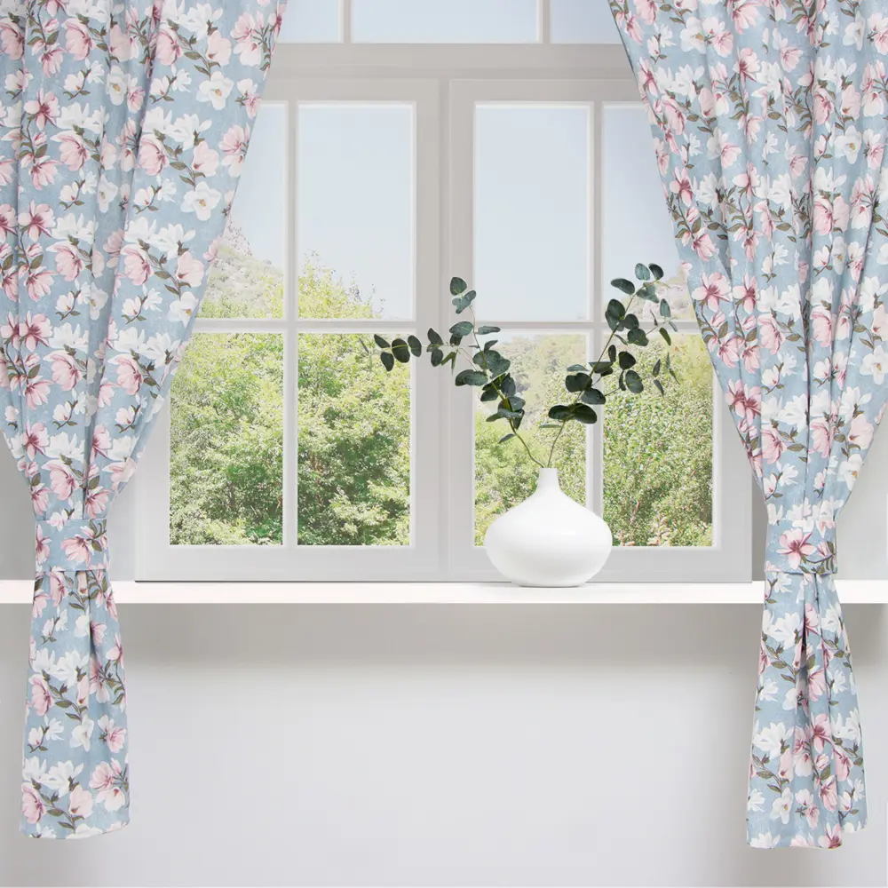 Фото Комплект штор на шторной ленте Доляна 9828481 150x180 см цвет синий Фото Комплект штор на шторной ленте Доляна 9828481 150x180 см цвет синий