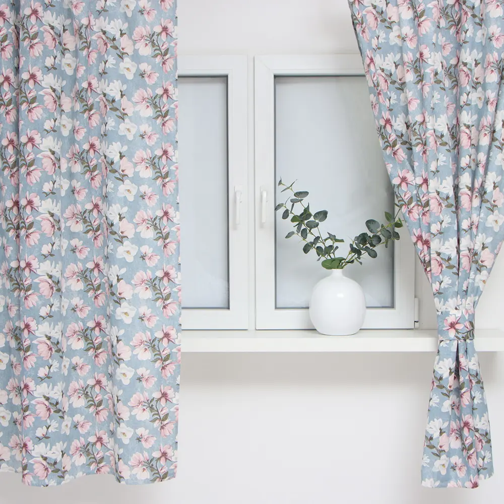 Фото 5 Комплект штор на шторной ленте Доляна 9828481 150x180 см цвет синий Фото 5 Комплект штор на шторной ленте Доляна 9828481 150x180 см цвет синий