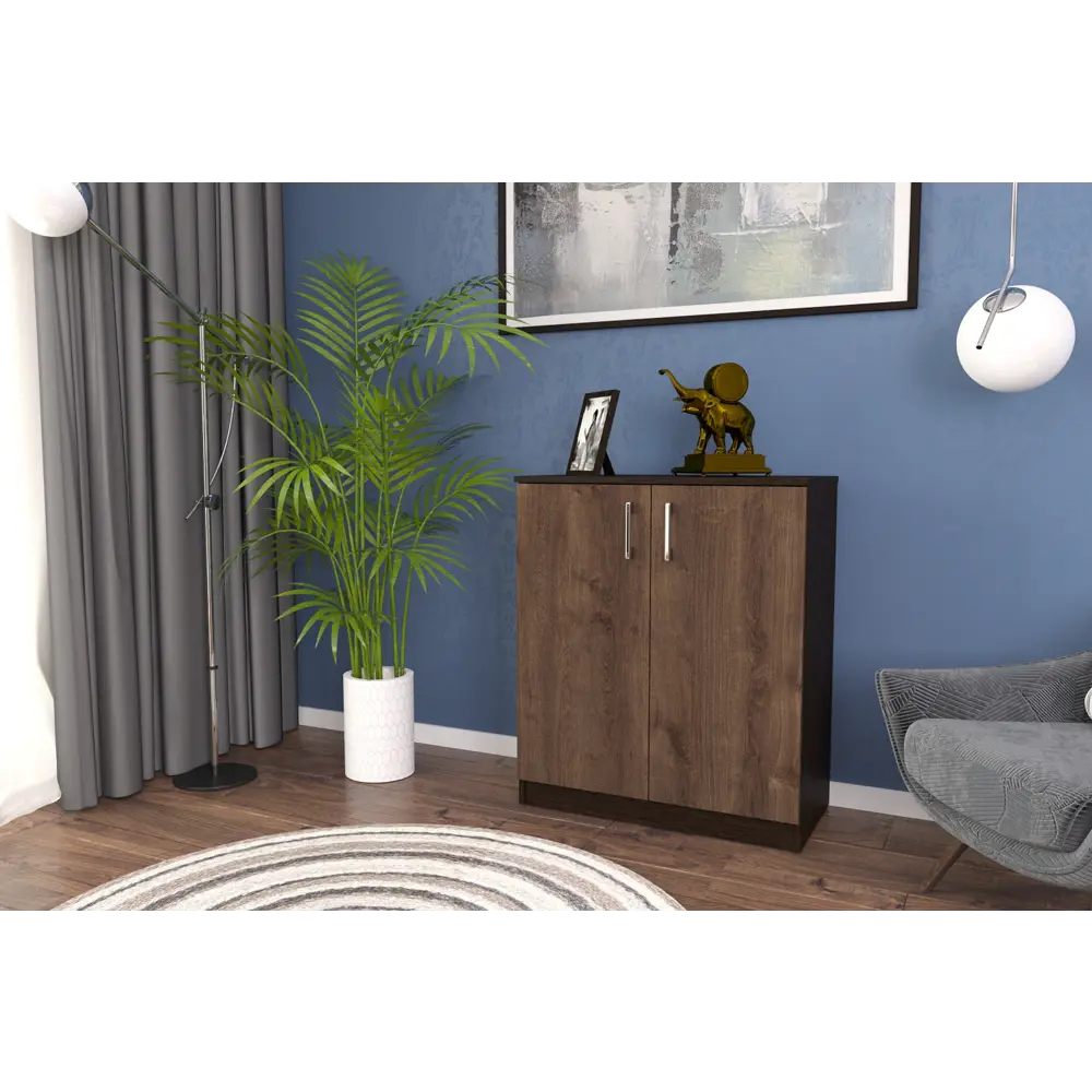 Фото 2 Комод Furnistyle Лайф лкм-02 80x40x90 см ЛДСП цвет венге/дуб коричневый табак Фото 2 Комод Furnistyle Лайф лкм-02 80x40x90 см ЛДСП цвет венге/дуб коричневый табак