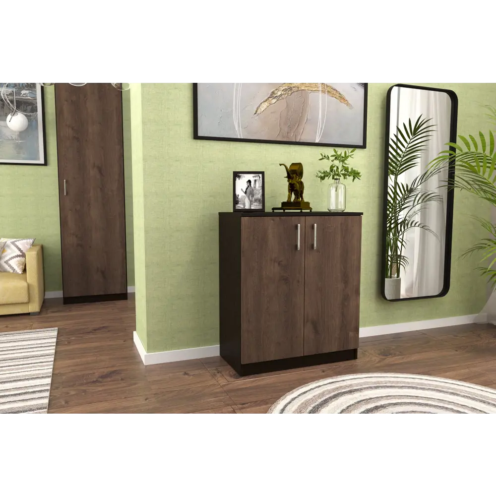 Фото 3 Комод Furnistyle Лайф лкм-02 80x40x90 см ЛДСП цвет венге/дуб коричневый табак Фото 3 Комод Furnistyle Лайф лкм-02 80x40x90 см ЛДСП цвет венге/дуб коричневый табак