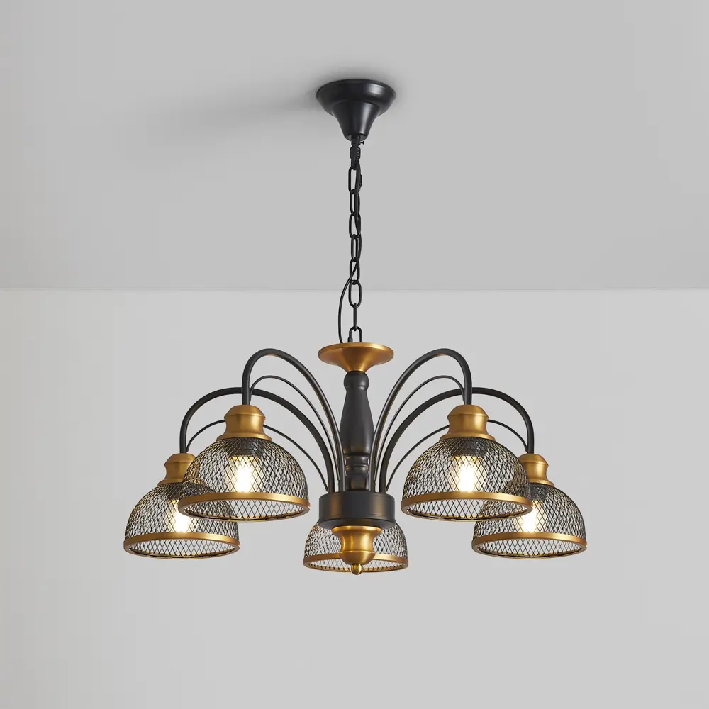 Фото 4 Люстра подвесная Freya Caz FR5527PL-05BBZ 5хE27х60W цвет Черный и Бронза Фото 4 Люстра подвесная Freya Caz FR5527PL-05BBZ 5хE27х60W цвет Черный и Бронза