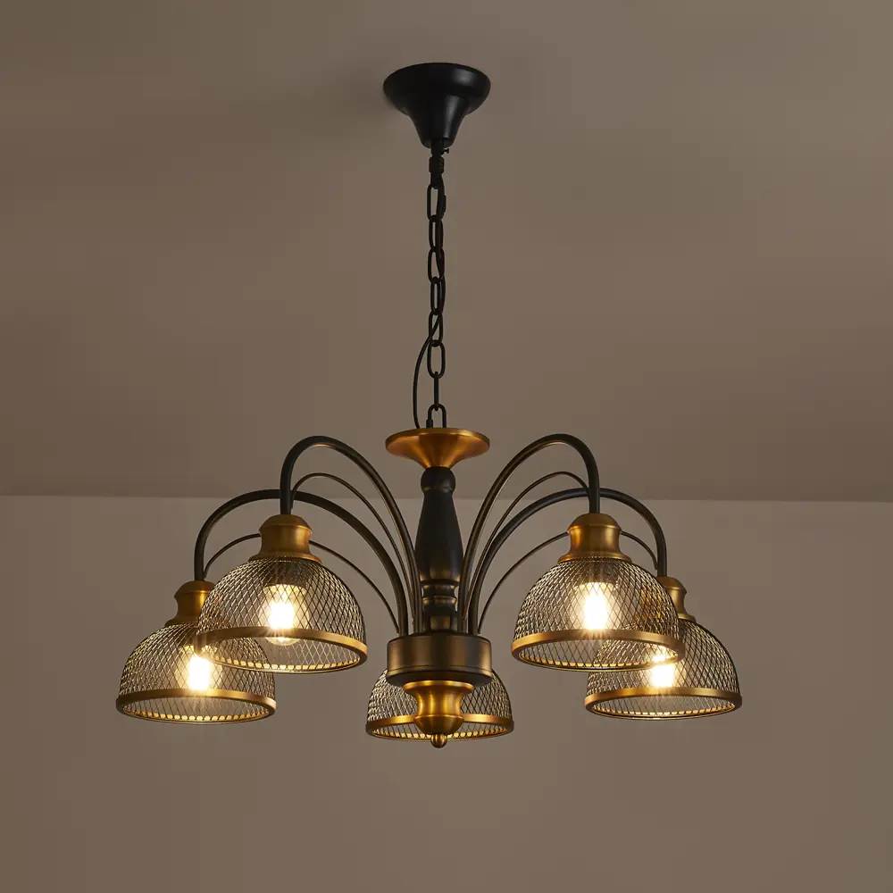 Фото 2 Люстра подвесная Freya Caz FR5527PL-05BBZ 5хE27х60W цвет Черный и Бронза Фото 2 Люстра подвесная Freya Caz FR5527PL-05BBZ 5хE27х60W цвет Черный и Бронза