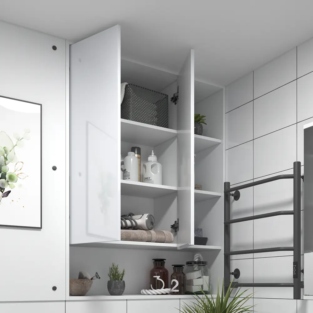 Фото 9 Шкаф для ванной комнаты без зеркала подвесной Vigo Milk 89.5x116x30 см цвет белый Фото 9 Шкаф для ванной комнаты без зеркала подвесной Vigo Milk 89.5x116x30 см цвет белый