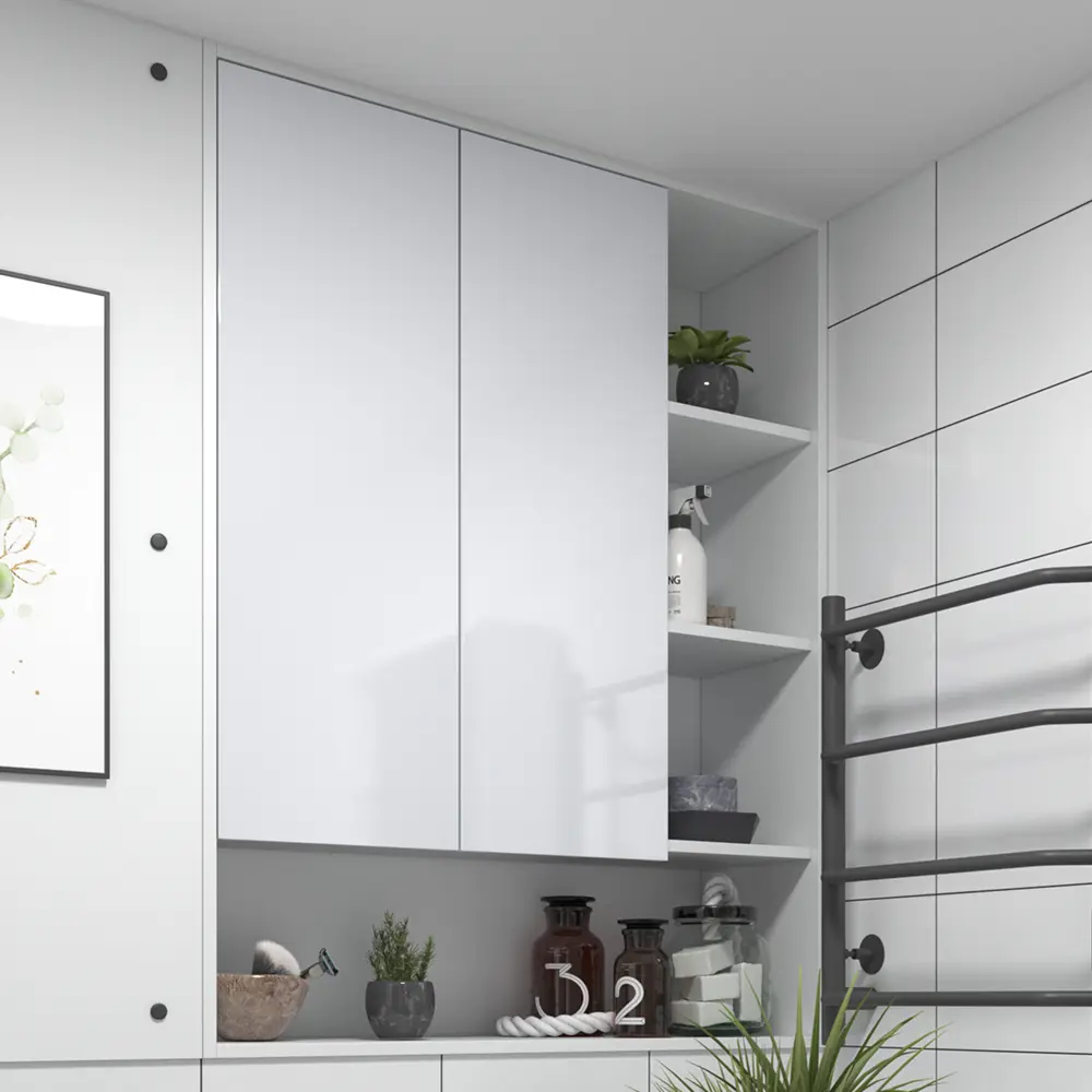 Фото 8 Шкаф для ванной комнаты без зеркала подвесной Vigo Milk 89.5x116x30 см цвет белый Фото 8 Шкаф для ванной комнаты без зеркала подвесной Vigo Milk 89.5x116x30 см цвет белый