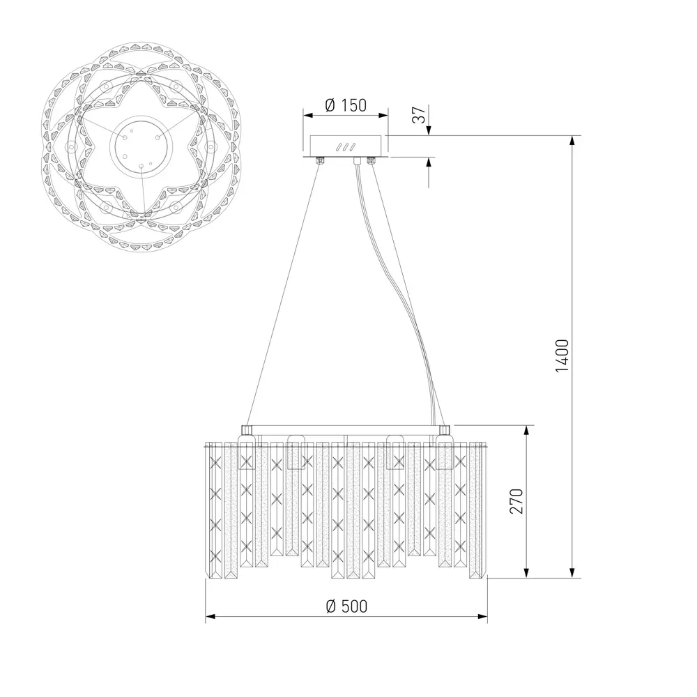 Фото 7 Светильник подвесной Eurosvet Radiance A071172 6 ламп 10 м² цвет хром/белый/бесцветный/прозрачный Фото 7 Светильник подвесной Eurosvet Radiance A071172 6 ламп 10 м² цвет хром/белый/бесцветный/прозрачный