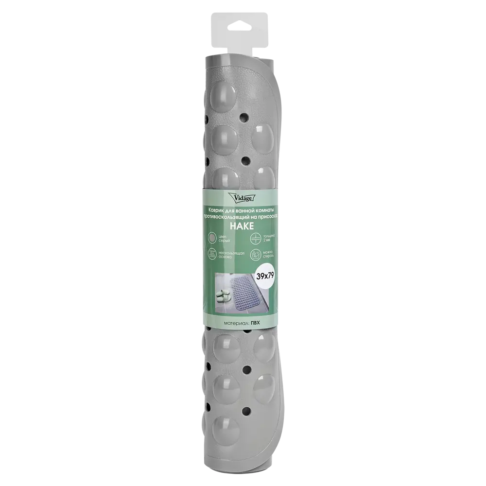 Фото 4 Коврик для ванной Vidage Hake противоскользящий 39x79 см цвет серый Фото 4 Коврик для ванной Vidage Hake противоскользящий 39x79 см цвет серый