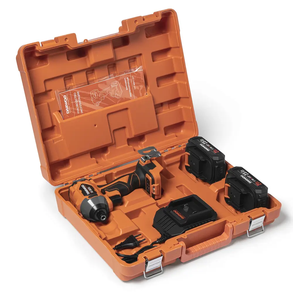 Фото 10 Винтоверт ударный аккумуляторный бесщеточный Daewoo DAX 3021Li Set, 21 В Li-Ion 2x2.5 Ач 250 Нм Фото 10 Винтоверт ударный аккумуляторный бесщеточный Daewoo DAX 3021Li Set, 21 В Li-Ion 2x2.5 Ач 250 Нм