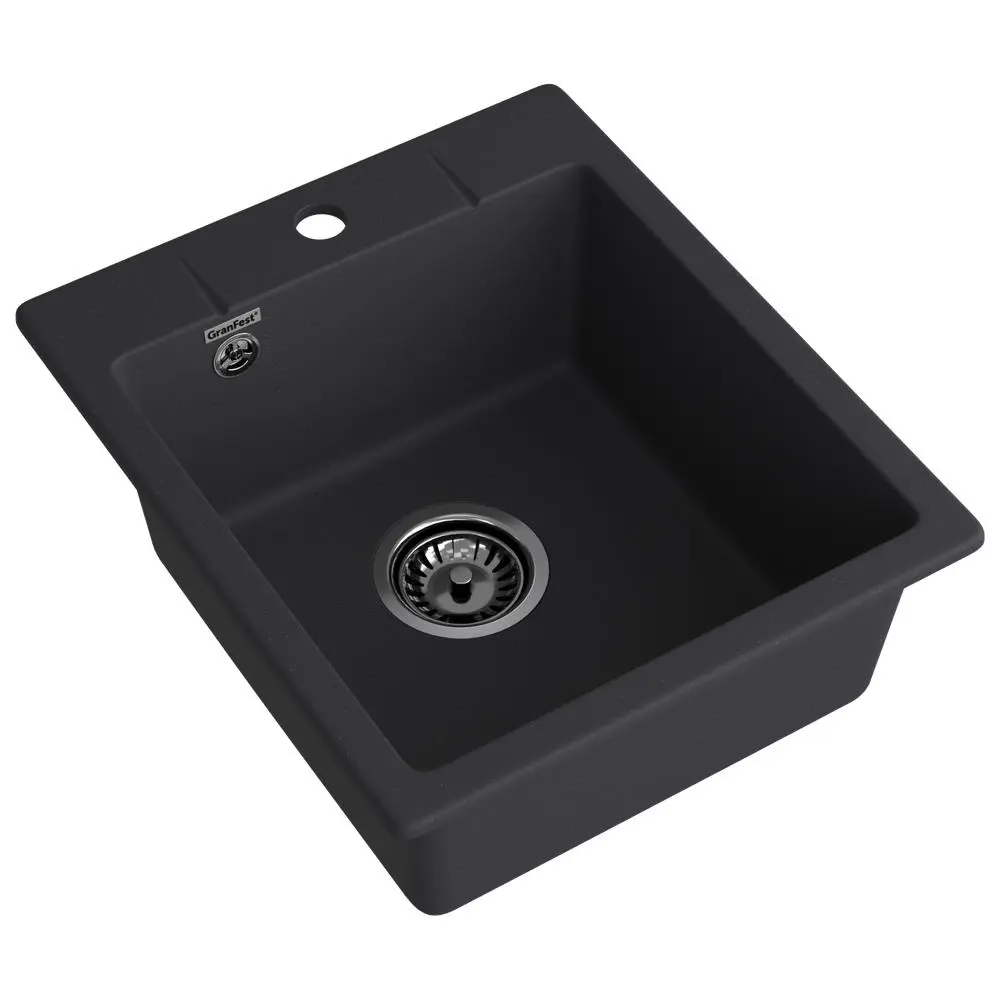 Фото 2 Мойка для кухни Granfest 49x42 см глубина чаши 18 см искусственный камень цвет черный