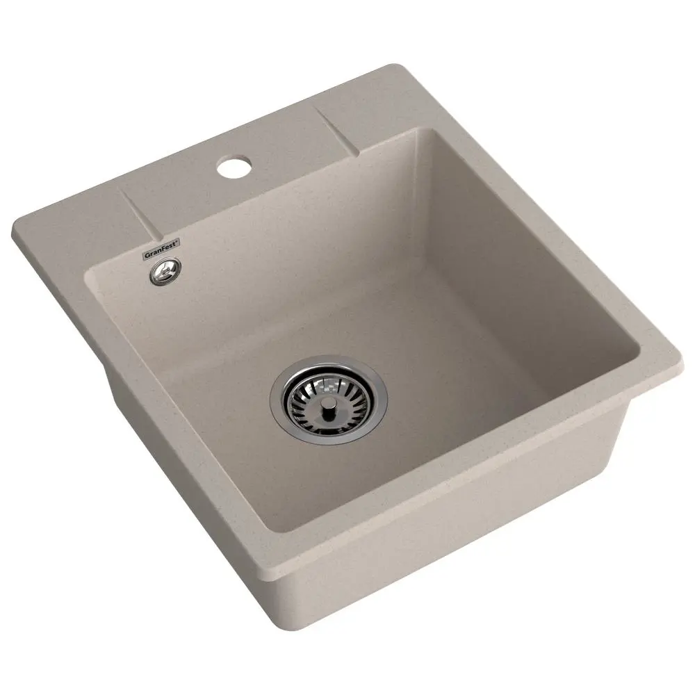 Фото 2 Мойка для кухни Granfest 49x45 см глубина чаши 18 см искусственный камень цвет песочный Фото 2 Мойка для кухни Granfest 49x45 см глубина чаши 18 см искусственный камень цвет песочный