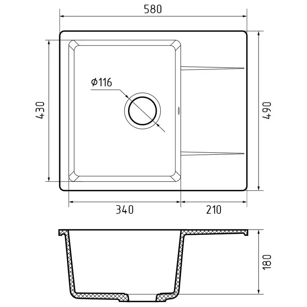 Фото 3 Мойка для кухни Granfest 258L черный 49x58 см глубина чаши 18 см искусственный камень цвет черный Фото 3 Мойка для кухни Granfest 258L черный 49x58 см глубина чаши 18 см искусственный камень цвет черный