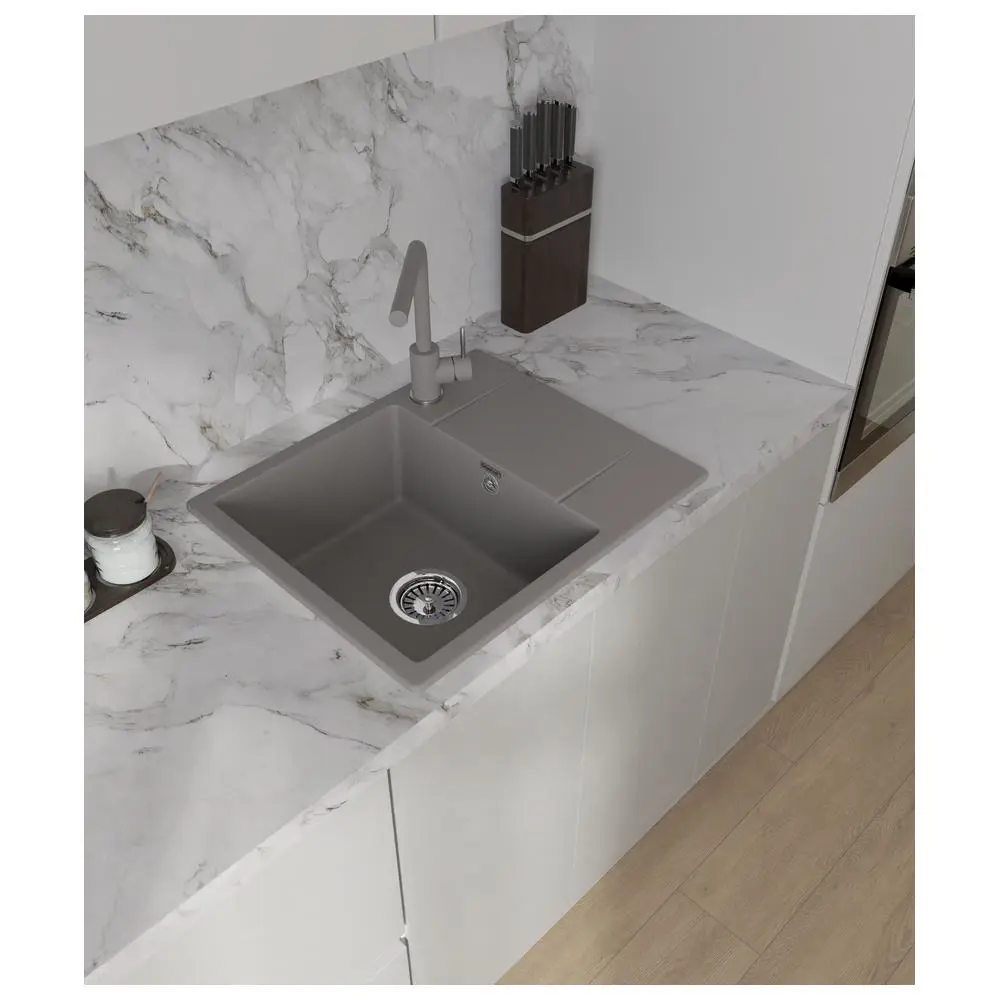 Фото 3 Мойка для кухни Granfest 258L темно-серый 49x58 см глубина чаши 18 см искусственный камень цвет темно-серый