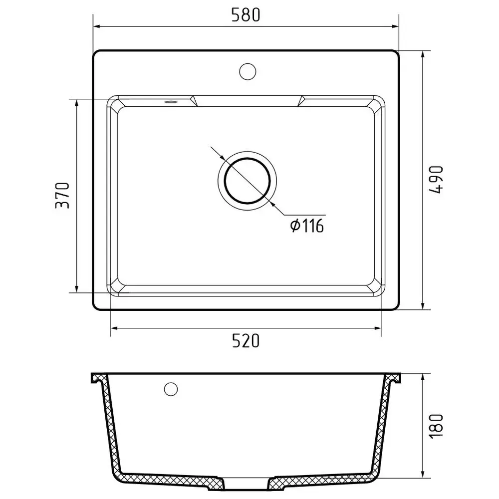 Фото 3 Мойка для кухни Granfest 658 белый 49x58 см глубина чаши 18 см искусственный камень цвет белый