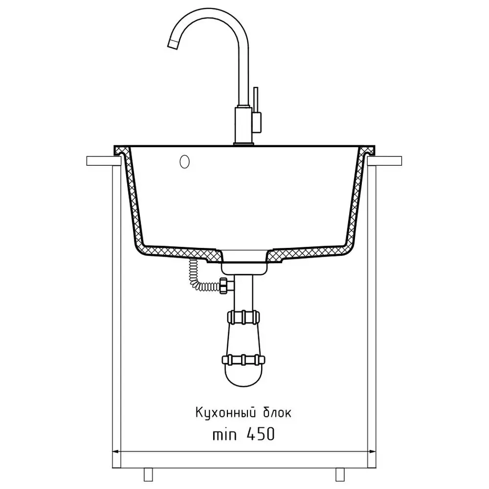 Фото 4 Мойка для кухни Granfest 49x49 см глубина чаши 18 см искусственный камень цвет черный Фото 4 Мойка для кухни Granfest 49x49 см глубина чаши 18 см искусственный камень цвет черный