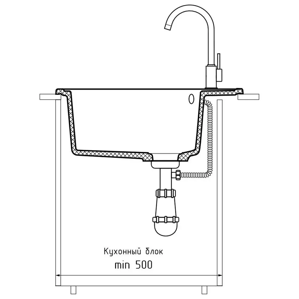 Фото 4 Мойка для кухни Granfest 48x57 см глубина чаши 19 см искусственный камень цвет черный Фото 4 Мойка для кухни Granfest 48x57 см глубина чаши 19 см искусственный камень цвет черный