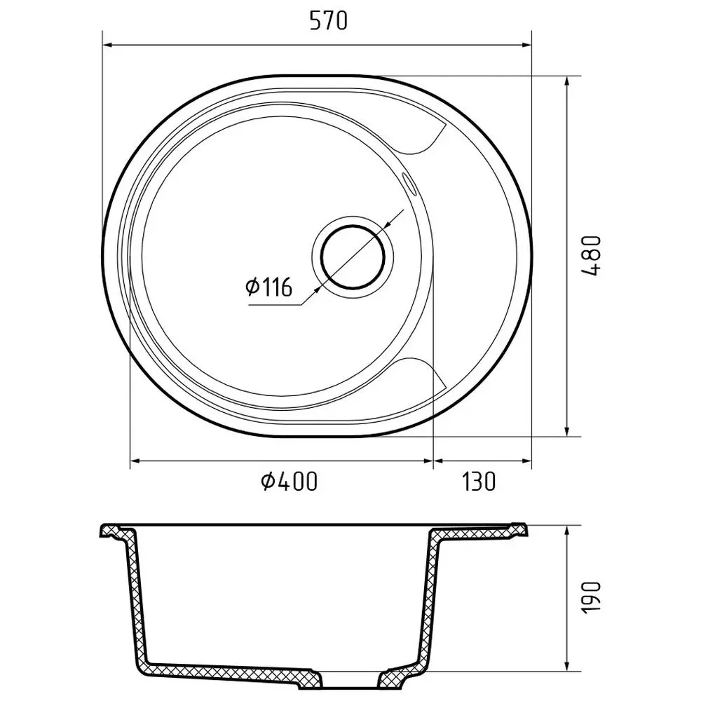 Фото 3 Мойка для кухни Granfest 48x57 см глубина чаши 19 см искусственный камень цвет черный Фото 3 Мойка для кухни Granfest 48x57 см глубина чаши 19 см искусственный камень цвет черный