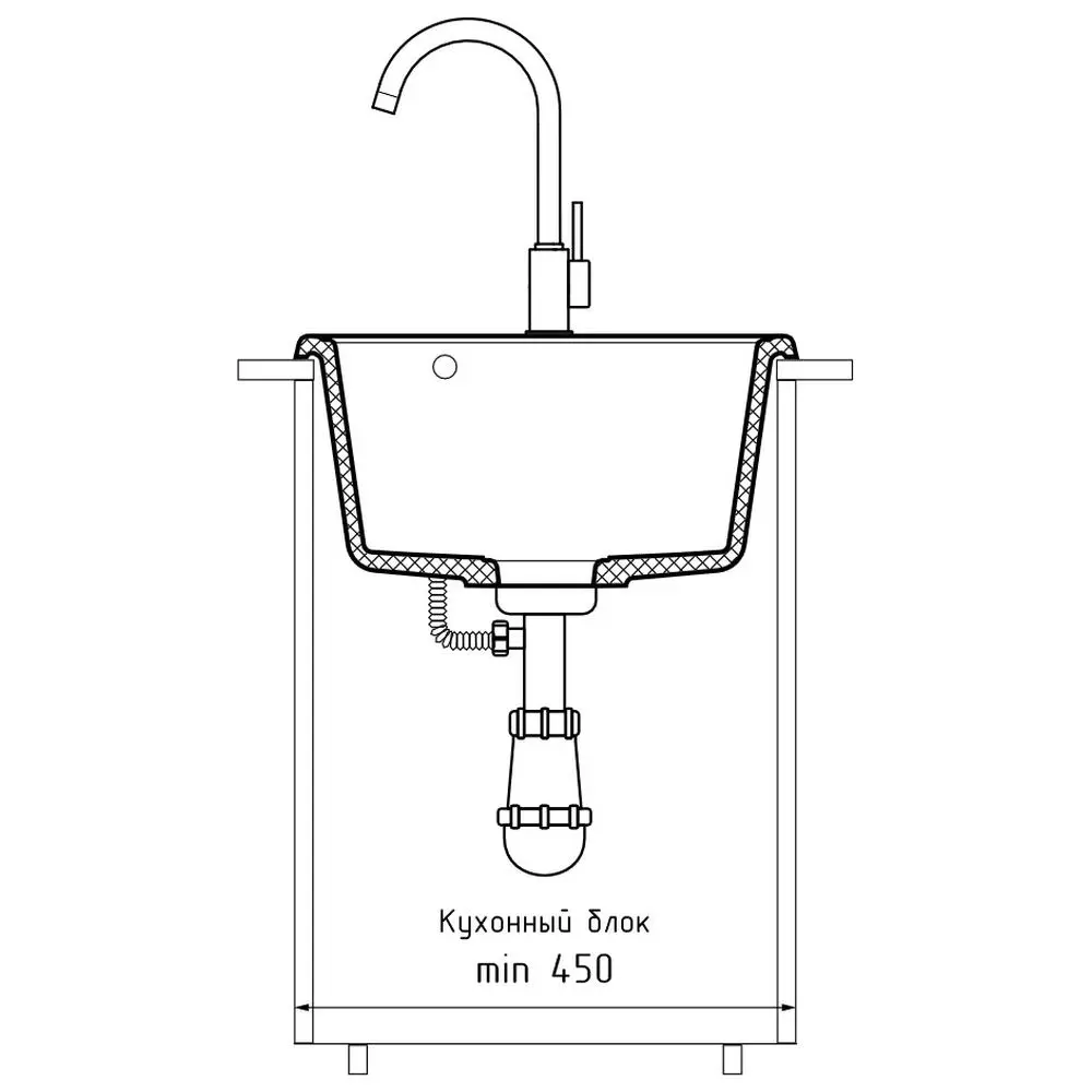 Фото 4 Мойка для кухни Granfest 47.7x41.8 см глубина чаши 18 см искусственный камень цвет серый Фото 4 Мойка для кухни Granfest 47.7x41.8 см глубина чаши 18 см искусственный камень цвет серый