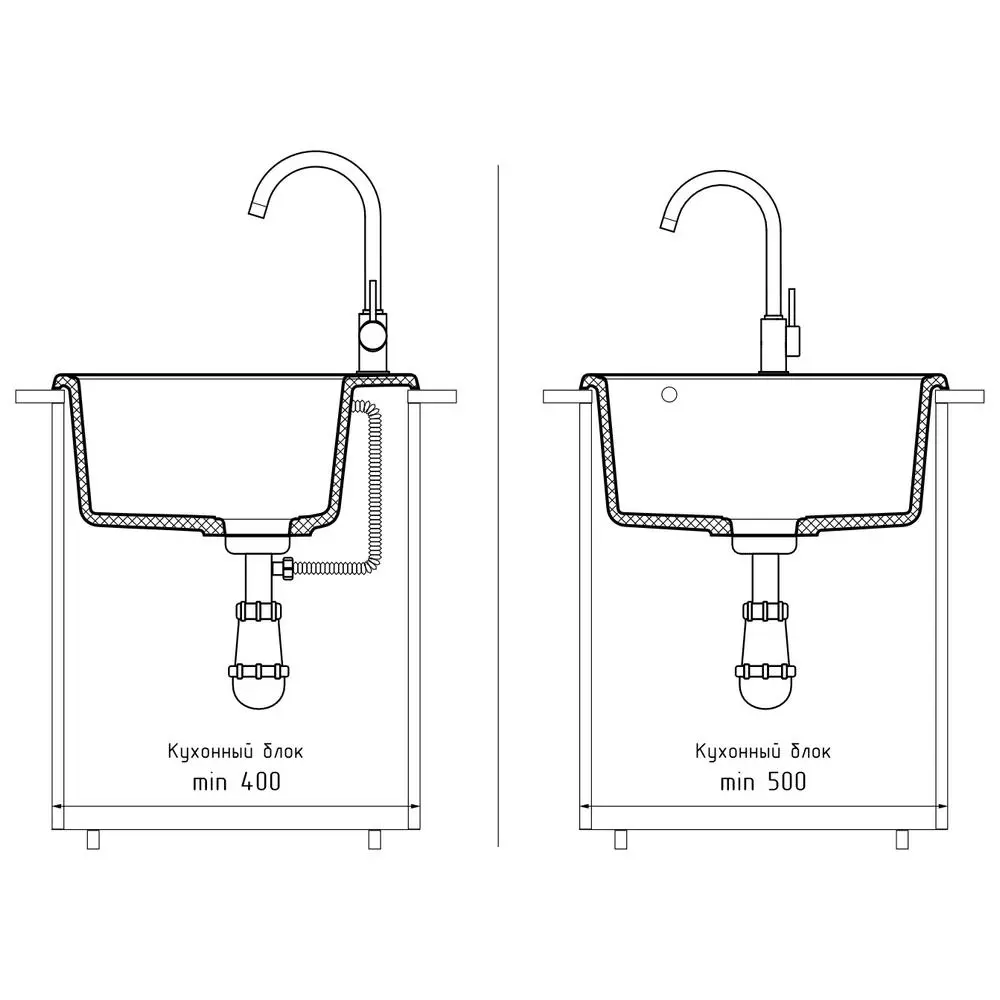 Фото 4 Мойка для кухни Granfest 47.8x47.8 см глубина чаши 17.8 см искусственный камень цвет черный Фото 4 Мойка для кухни Granfest 47.8x47.8 см глубина чаши 17.8 см искусственный камень цвет черный