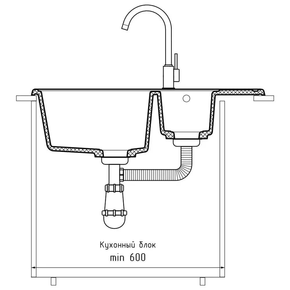 Фото 4 Мойка для кухни Granfest 21К белый 47.8x73.7 см глубина чаши 18 см искусственный камень цвет белый