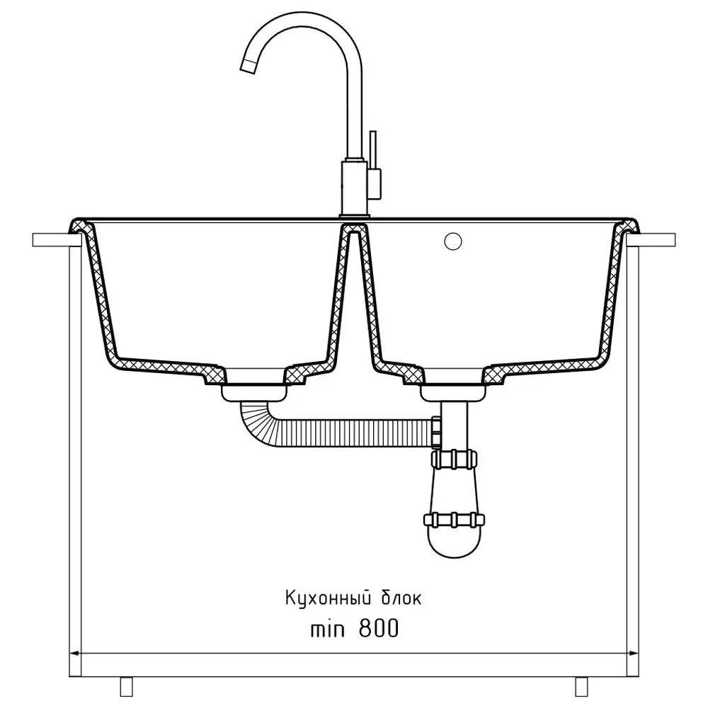 Фото 4 Мойка для кухни Granfest 15 белый 47.8x73.7 см глубина чаши 18 см искусственный камень цвет белый