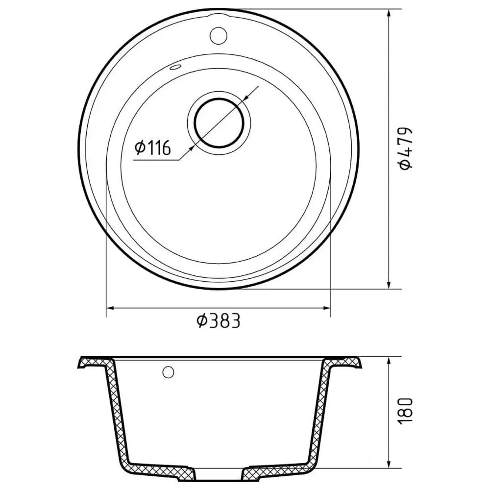 Фото 3 Мойка для кухни Granfest 47.9x47.9 см глубина чаши 18 см искусственный камень цвет белый