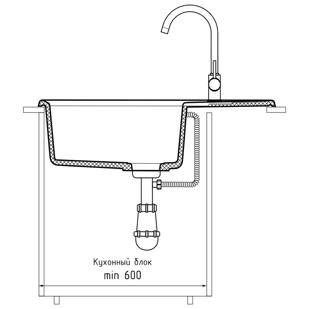 Фото 4 Мойка для кухни Granfest LV-760L графит 50x76 см глубина чаши 20 см искусственный камень цвет графит Фото 4 Мойка для кухни Granfest LV-760L графит 50x76 см глубина чаши 20 см искусственный камень цвет графит