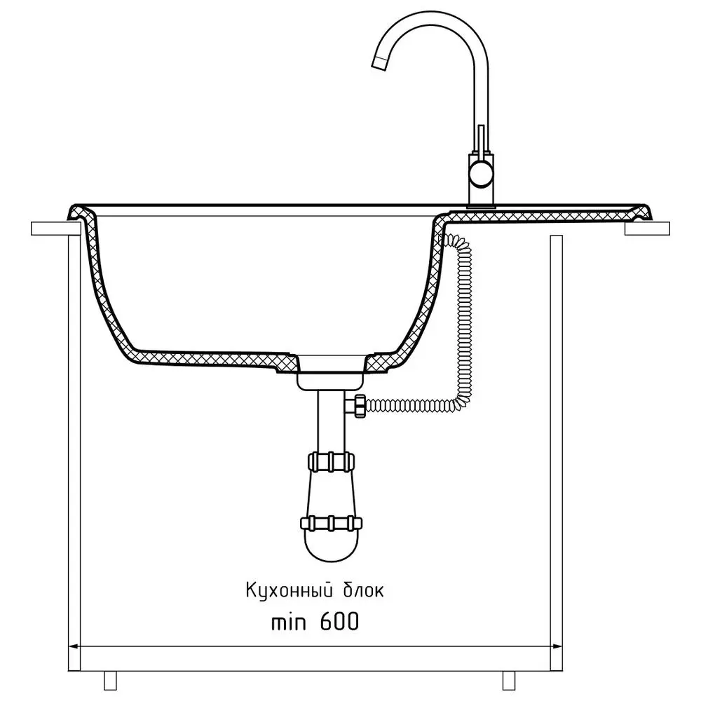 Фото 4 Мойка для кухни Granfest V-780L графит 50x78 см глубина чаши 20 см искусственный камень цвет графит Фото 4 Мойка для кухни Granfest V-780L графит 50x78 см глубина чаши 20 см искусственный камень цвет графит
