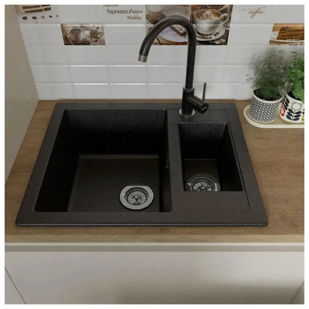 Фото 3 Мойка для кухни Granfest 50x61 см глубина чаши 20 см искусственный камень цвет черный Фото 3 Мойка для кухни Granfest 50x61 см глубина чаши 20 см искусственный камень цвет черный