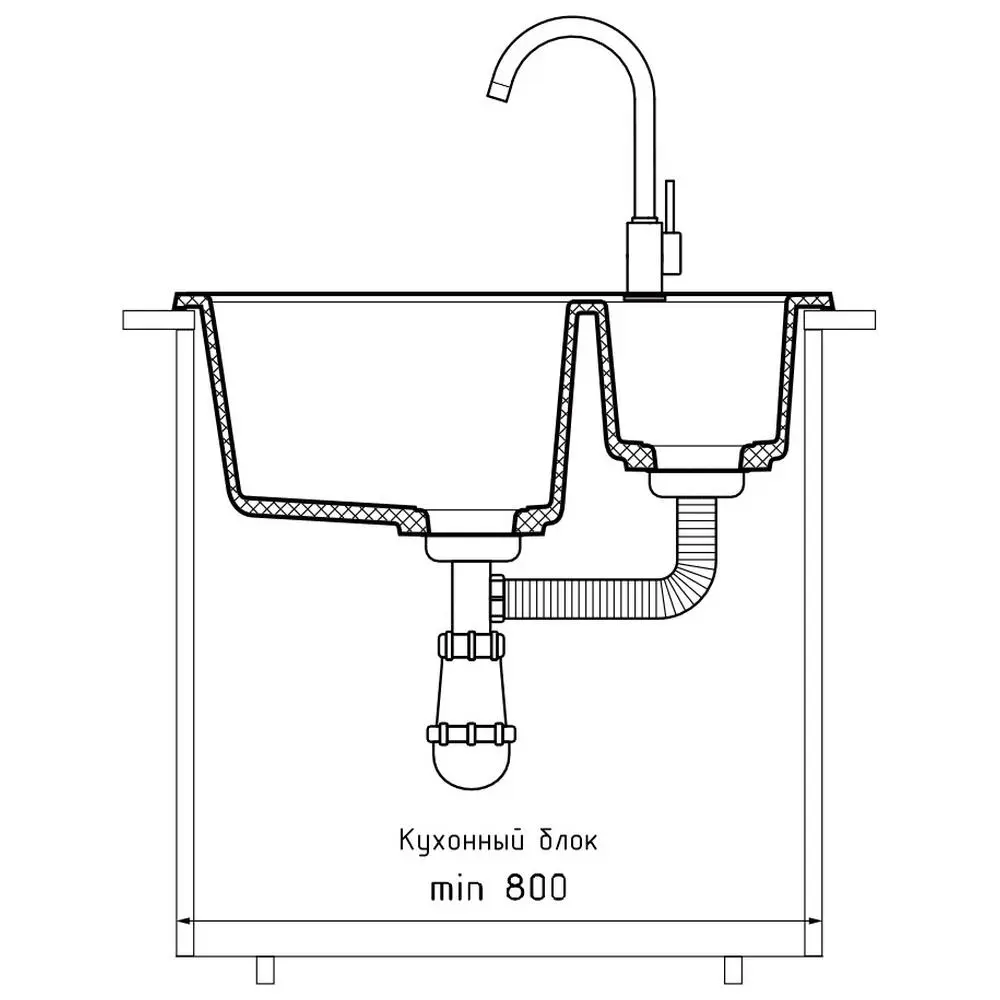 Фото 4 Мойка для кухни Granfest 50x61 см глубина чаши 20 см искусственный камень цвет терракотовый