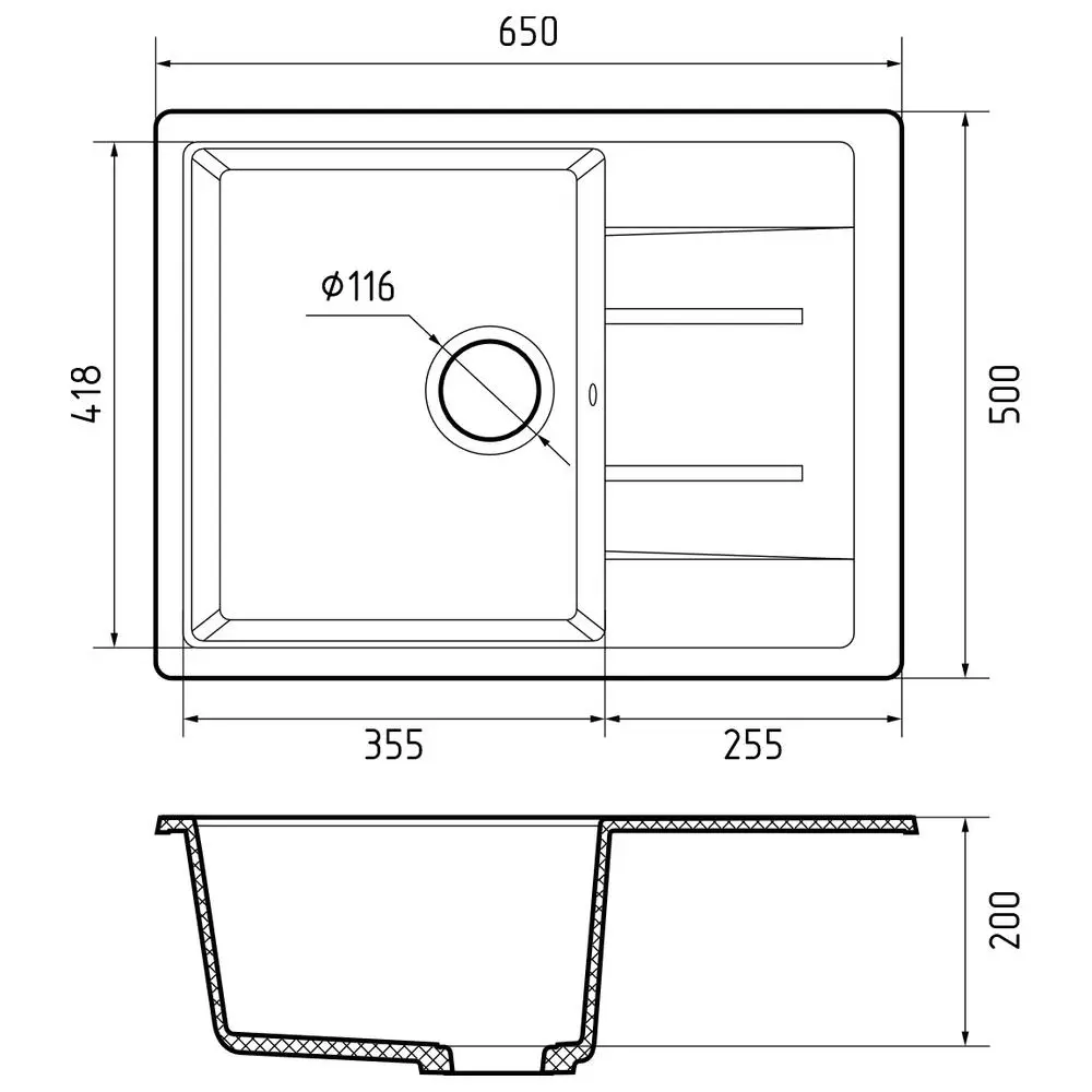Фото 3 Мойка для кухни Granfest 50x65 см глубина чаши 20 см искусственный камень цвет серый Фото 3 Мойка для кухни Granfest 50x65 см глубина чаши 20 см искусственный камень цвет серый