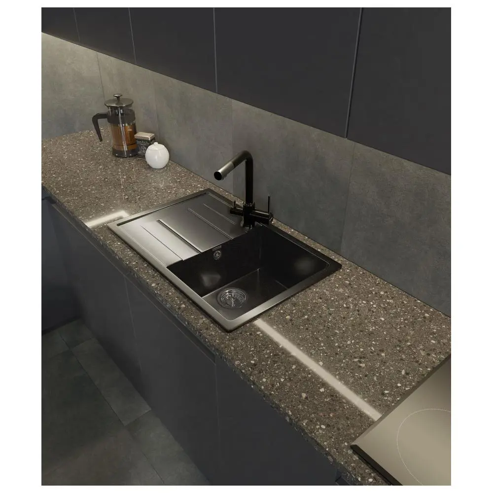 Фото 3 Мойка для кухни Granfest 49.5x77 см глубина чаши 20 см искусственный камень цвет черный