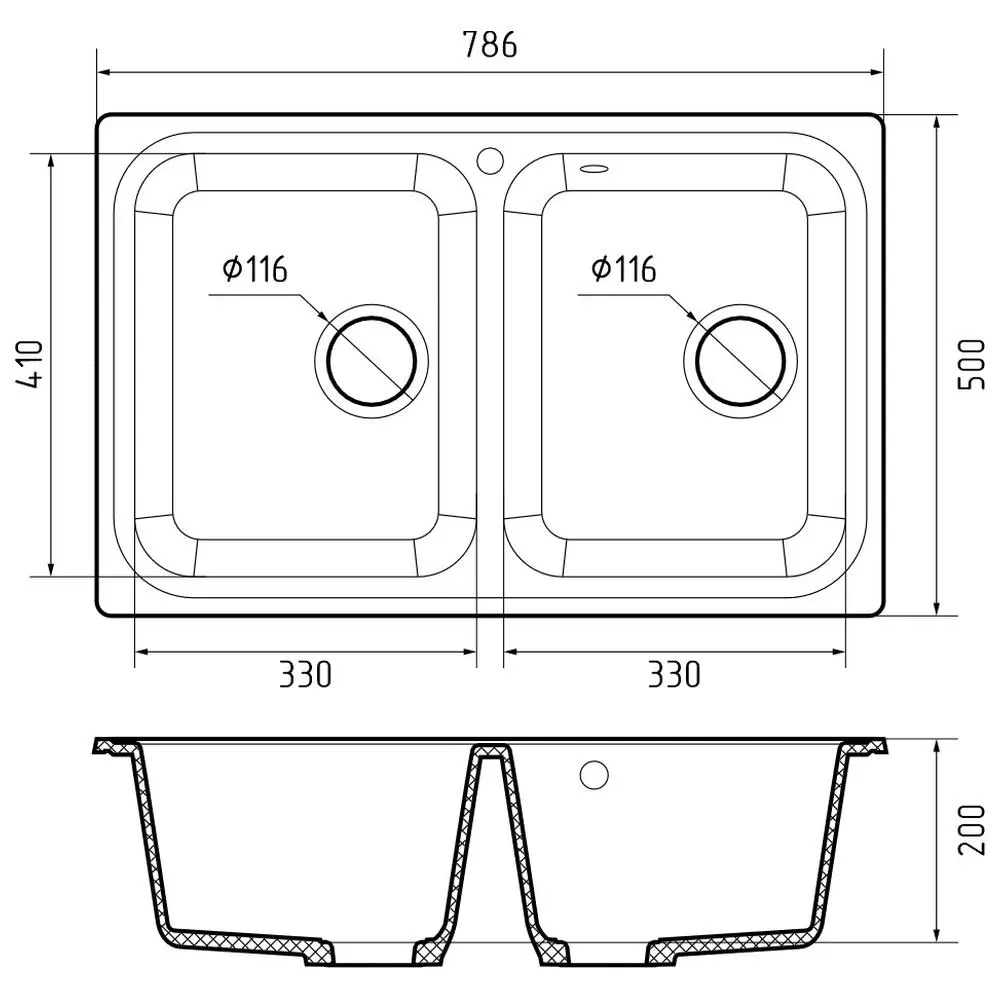 Фото 3 Мойка для кухни Granfest S-780K кашемир 50x78.6 см глубина чаши 20 см искусственный камень цвет бежевый