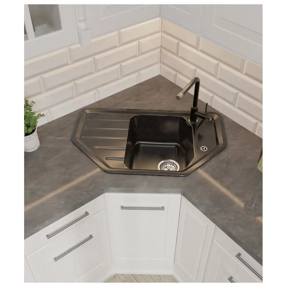 Фото 3 Мойка для кухни Granfest 49x79 см глубина чаши 20 см искусственный камень цвет черный Фото 3 Мойка для кухни Granfest 49x79 см глубина чаши 20 см искусственный камень цвет черный