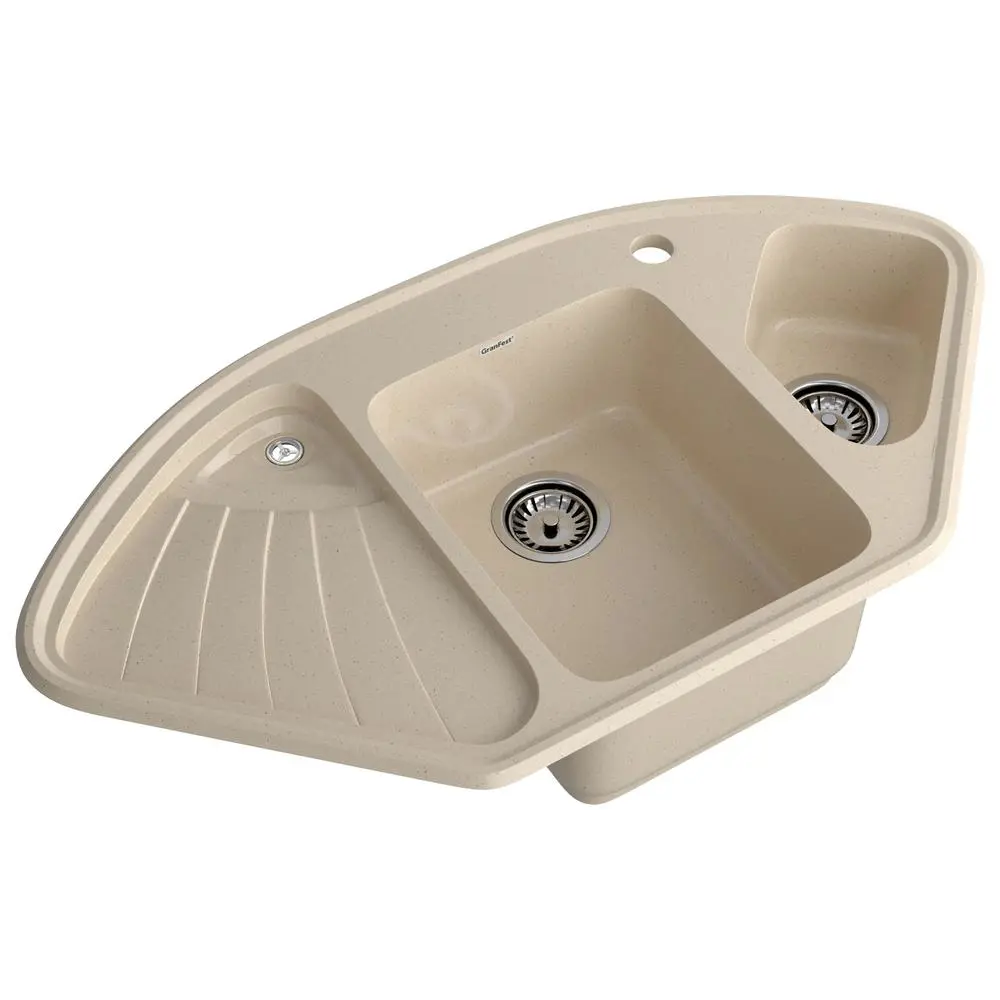 Фото 2 Мойка для кухни Granfest C-1040E кашемир 56x103.9 см глубина чаши 18.5 см искусственный камень цвет бежевый