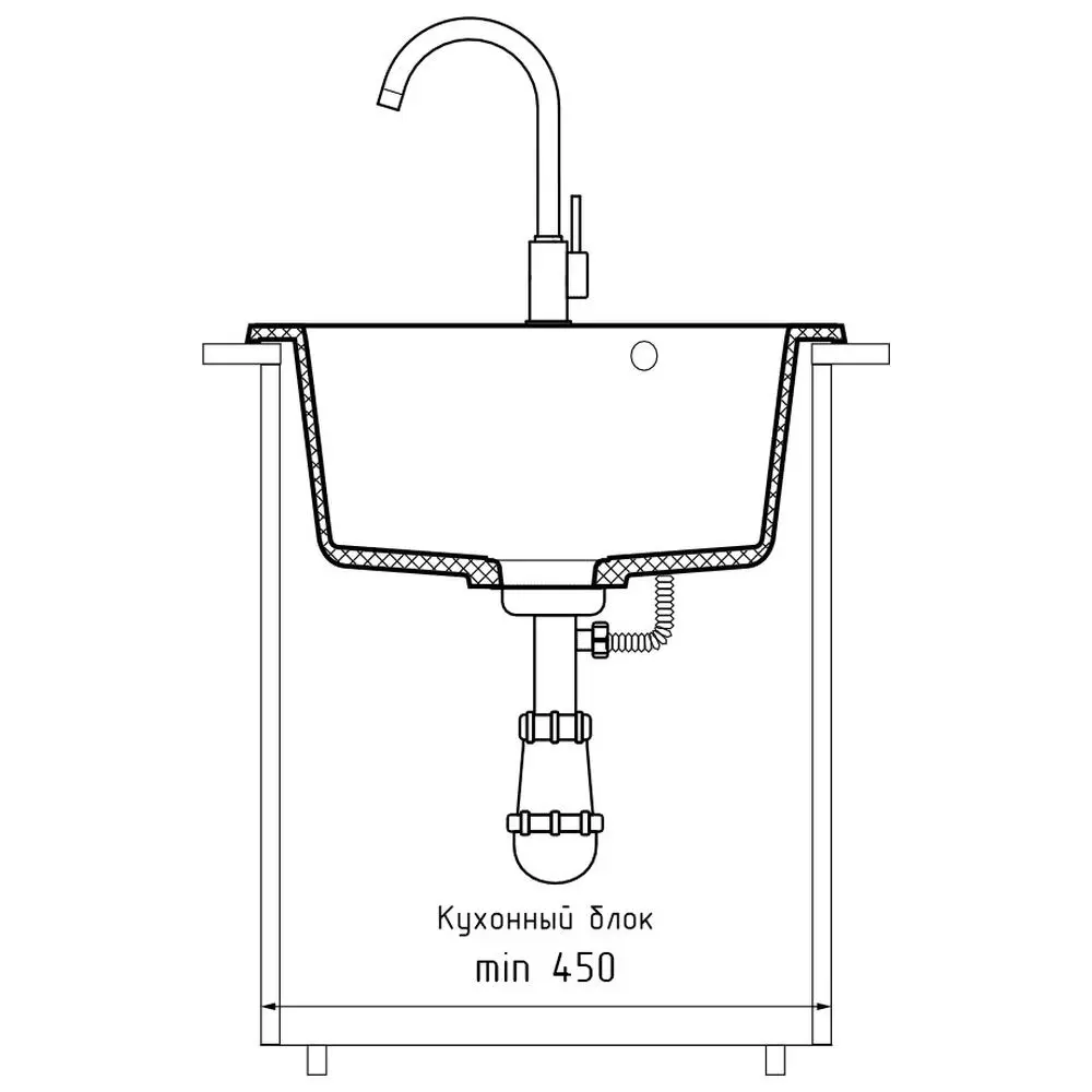 Фото 4 Мойка для кухни Granfest 47.5x47.5 см глубина чаши 19.4 см искусственный камень цвет серый Фото 4 Мойка для кухни Granfest 47.5x47.5 см глубина чаши 19.4 см искусственный камень цвет серый