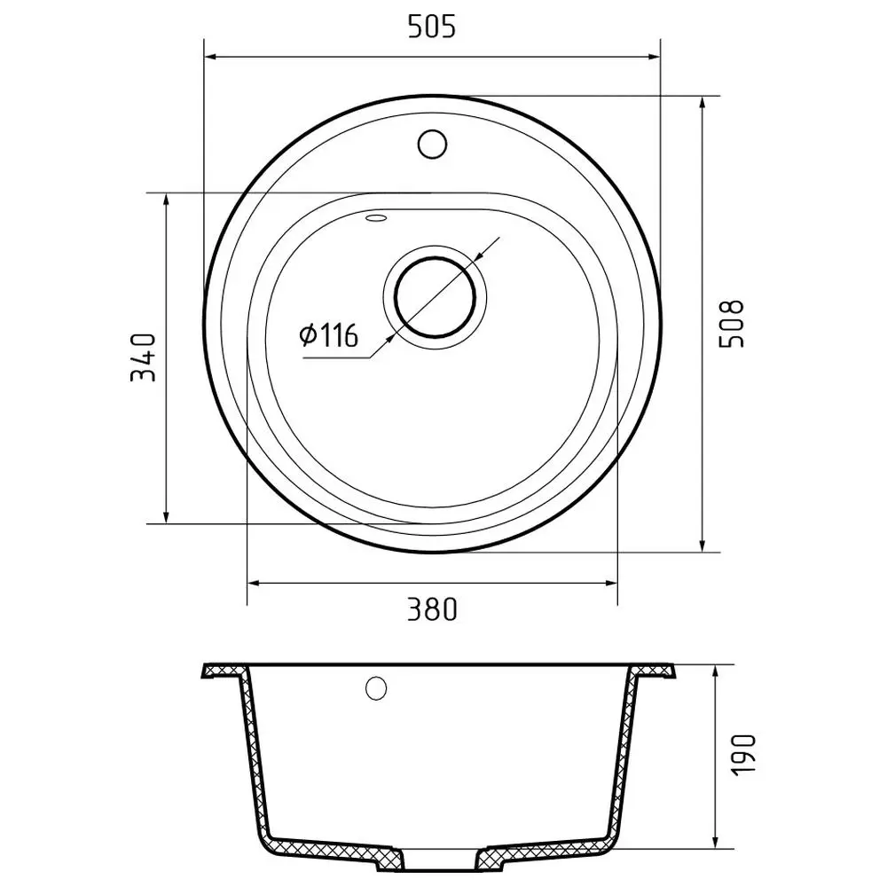 Фото 3 Мойка для кухни Granfest R-510 топаз 50.8x50.5 см глубина чаши 19 см искусственный камень цвет бежевый